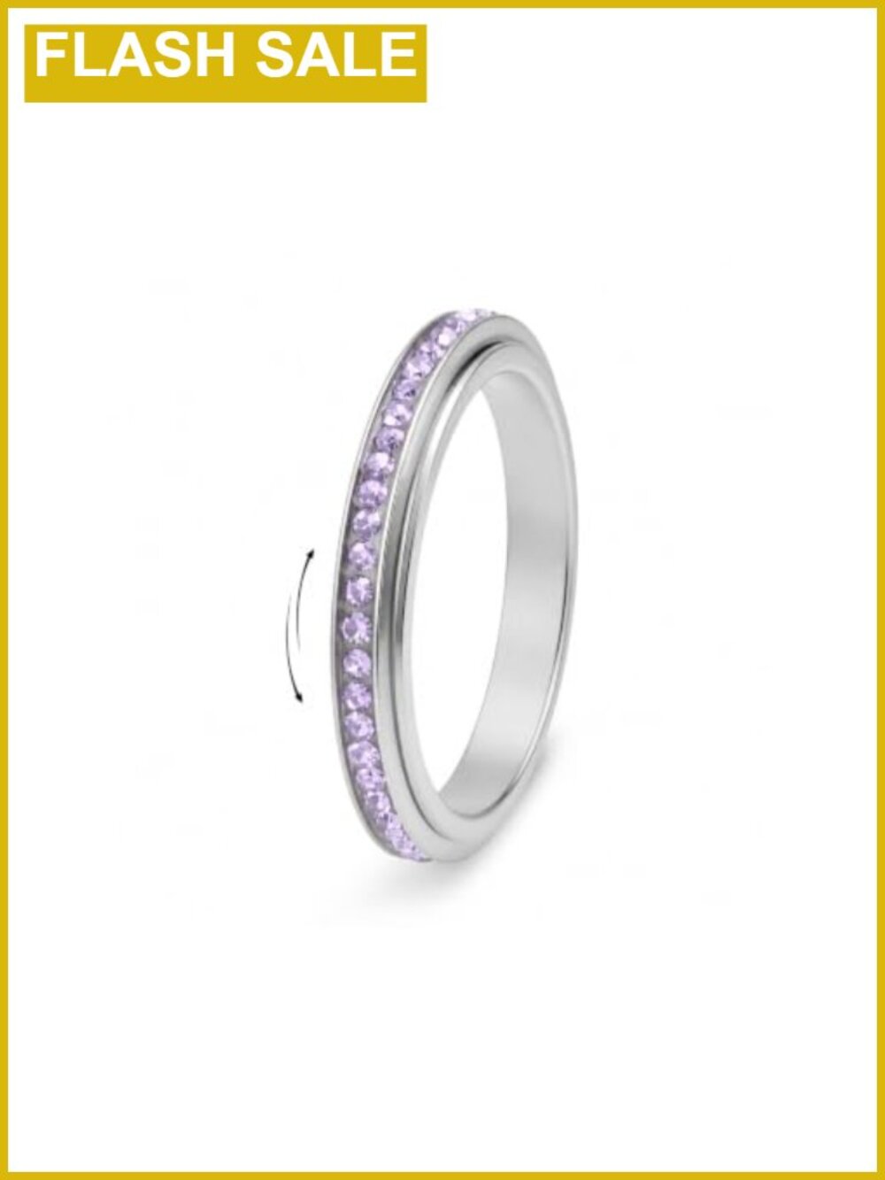 Stainless Steel Spinner Ring Cubic Zirconia Fidget Ring Women Stackable
